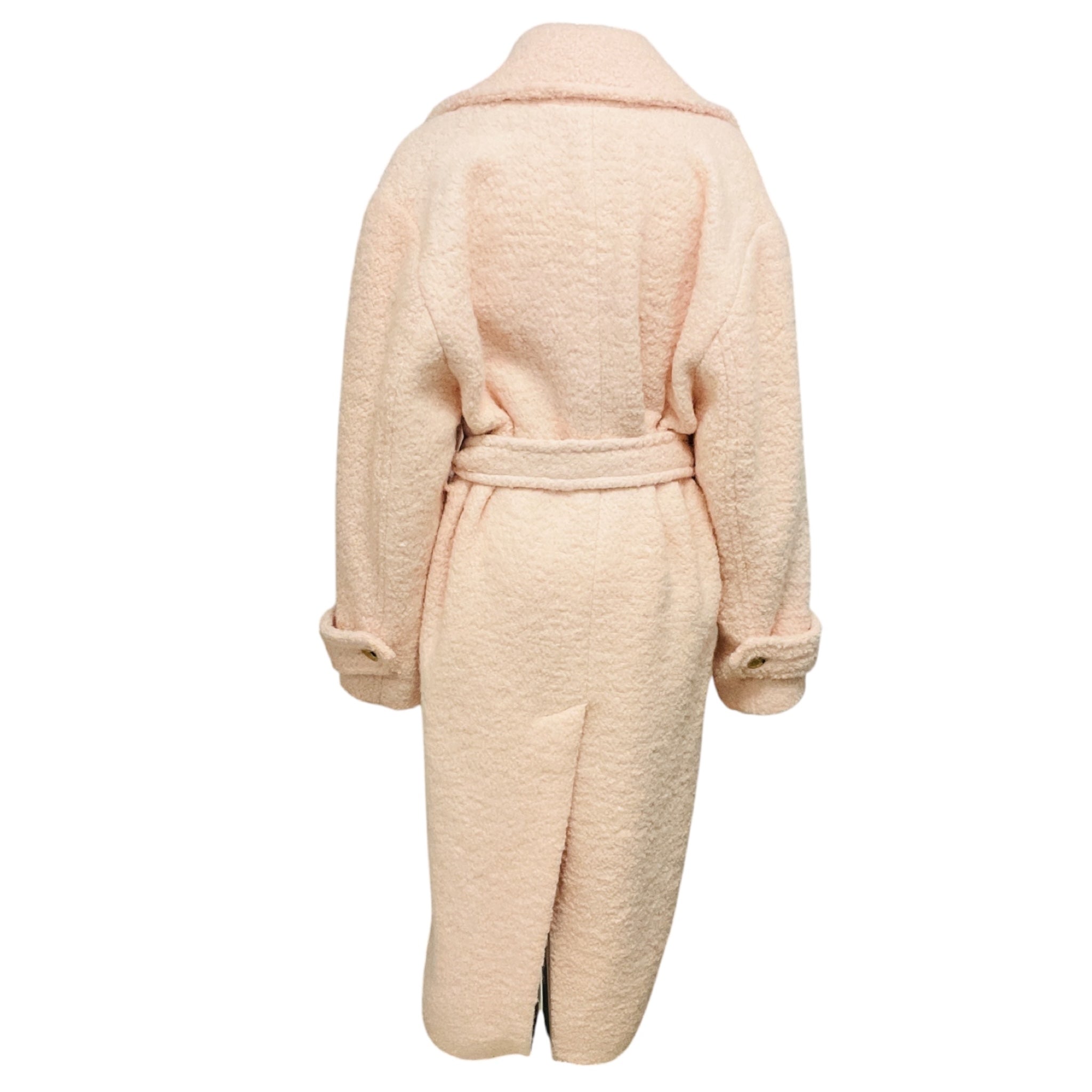 Acne Studios Powder Pink Single Breasted Boucle Belted Coat