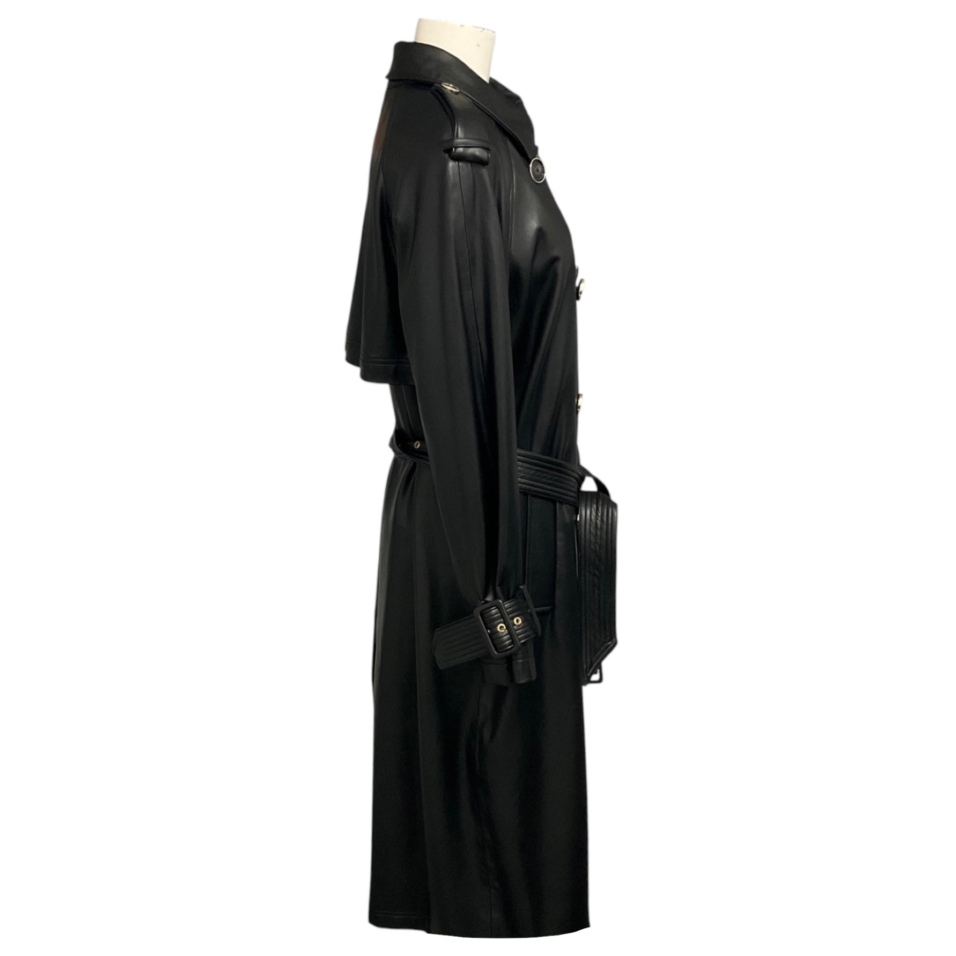 Veronica Beard Black Conneley Vegan Leather Dickey Trench Coat