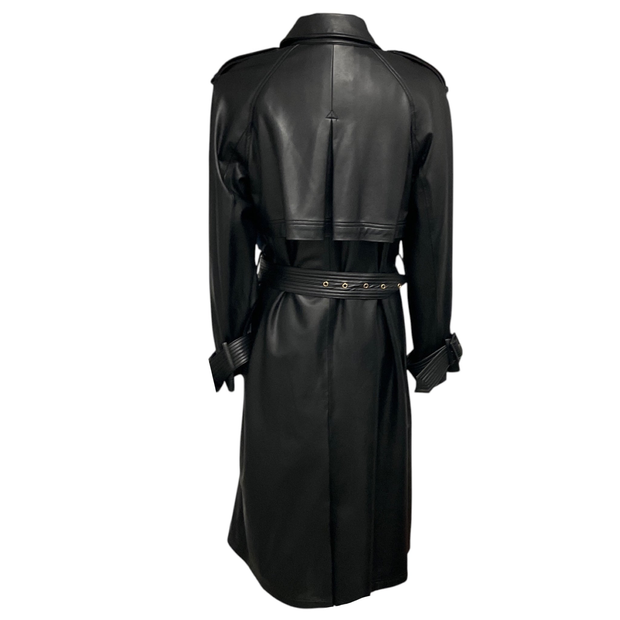 Veronica Beard Black Conneley Vegan Leather Dickey Trench Coat