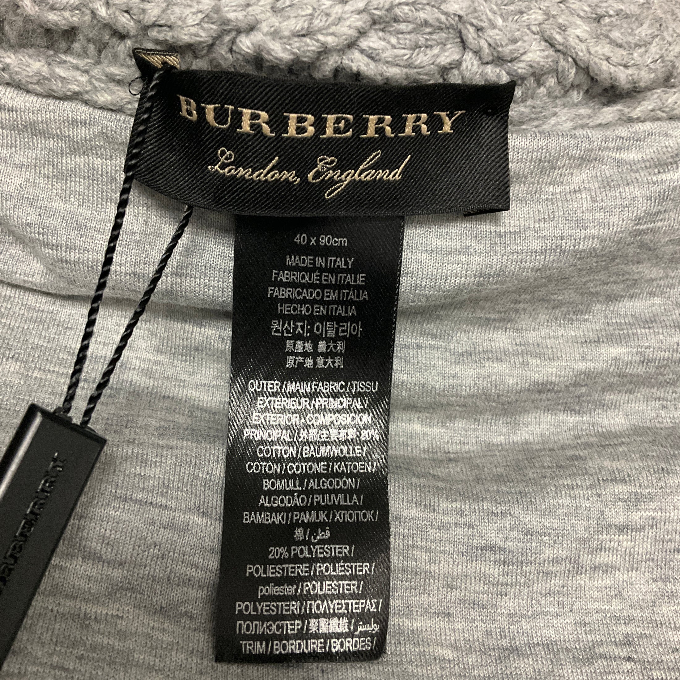 Burberry Grey Melange Jersey and Cable Knit Cropped Shrug / Cape