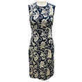 Load image into Gallery viewer, Lanvin Navy Blue / Cream Sleeveless Jacquard Knit Cocktail Dress
