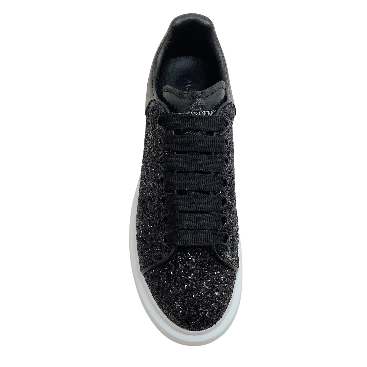 Alexander McQueen Black / White Oversized Black Glitter Sneakers