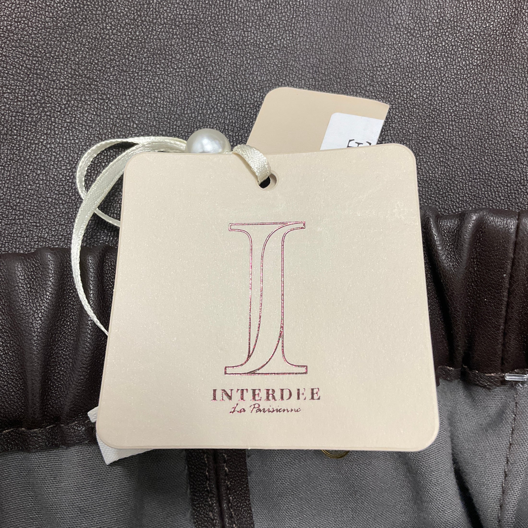 Interdee Brown Stretch Lamb Leather Midi Skirt