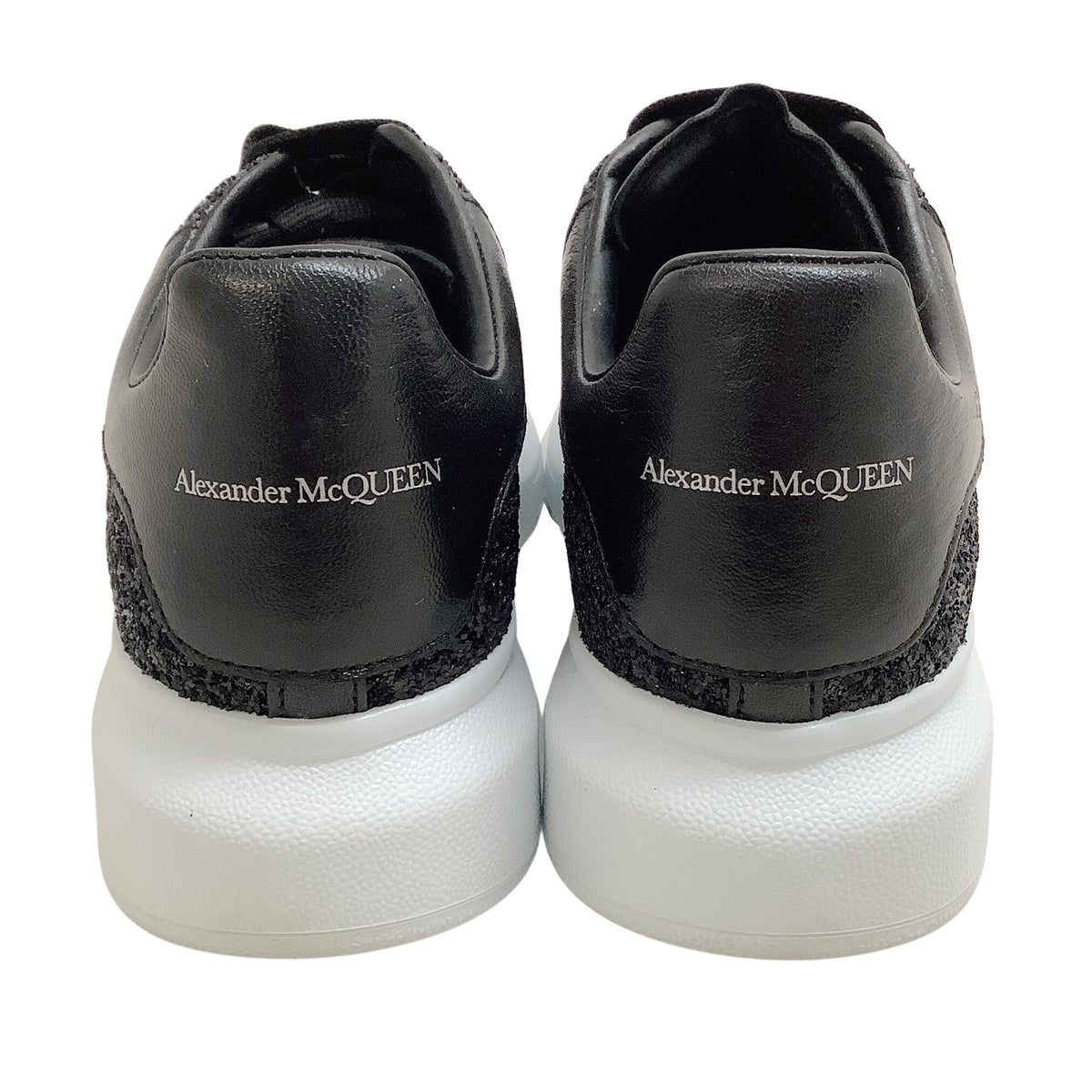 Alexander McQueen Black / White Oversized Black Glitter Sneakers