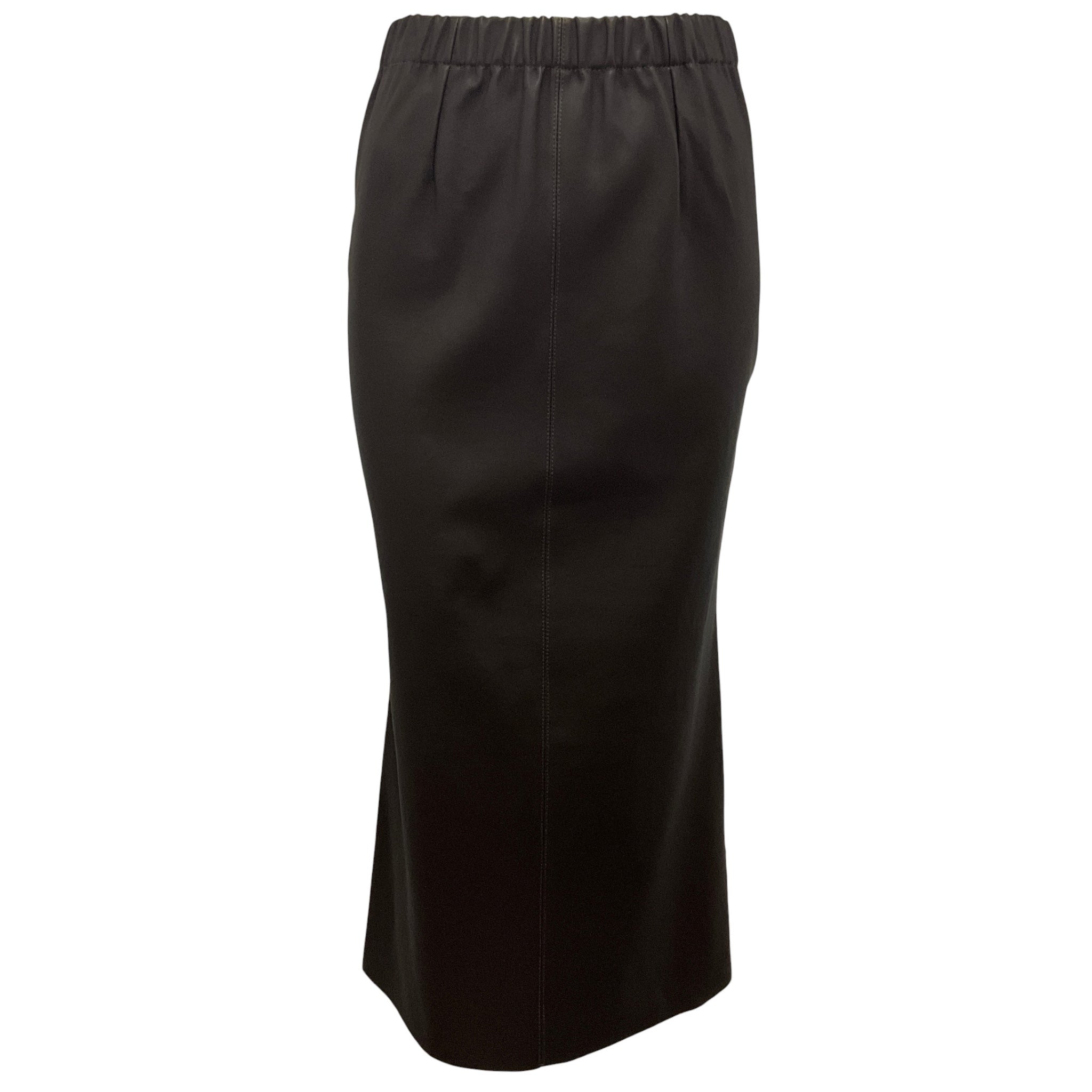 Interdee Brown Stretch Lamb Leather Midi Skirt