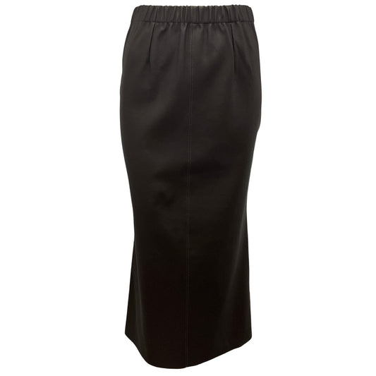 Interdee Brown Stretch Lamb Leather Midi Skirt
