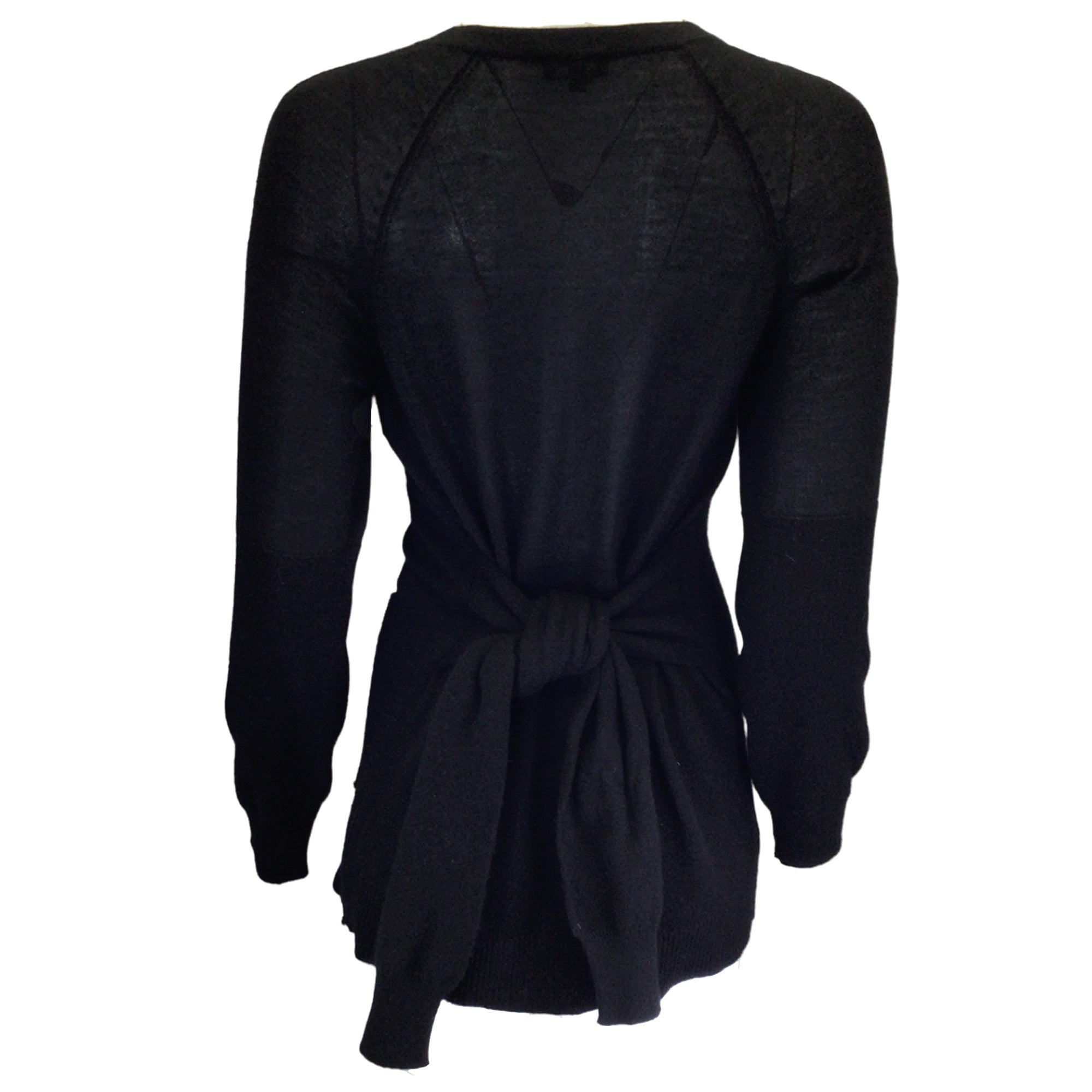 Chanel Black Tie-Waist Cashmere and Silk Knit Sweater