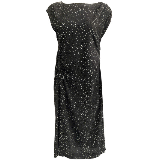 Dries van Noten Black Midi Dress with White Dots