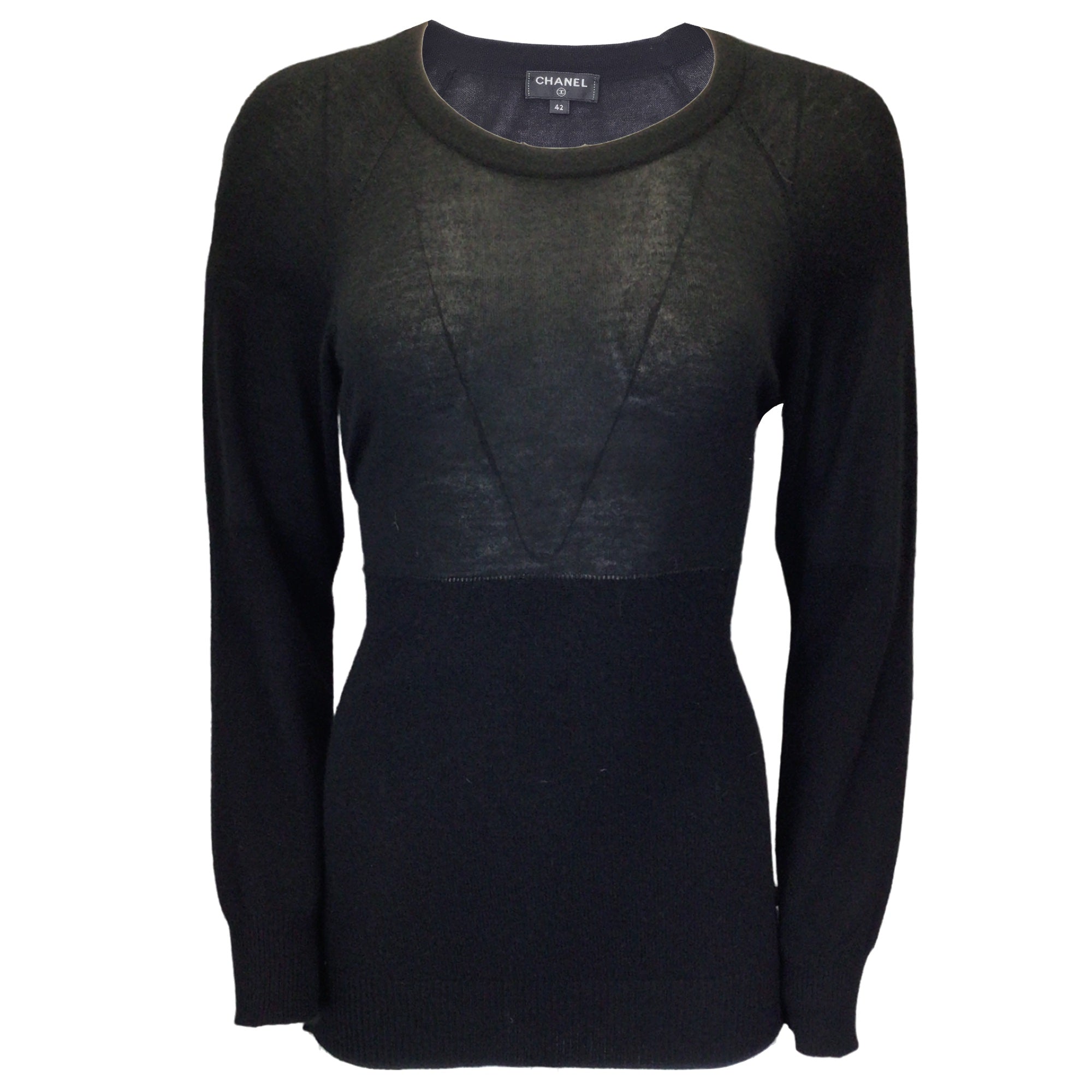 Chanel Black Tie-Waist Cashmere and Silk Knit Sweater