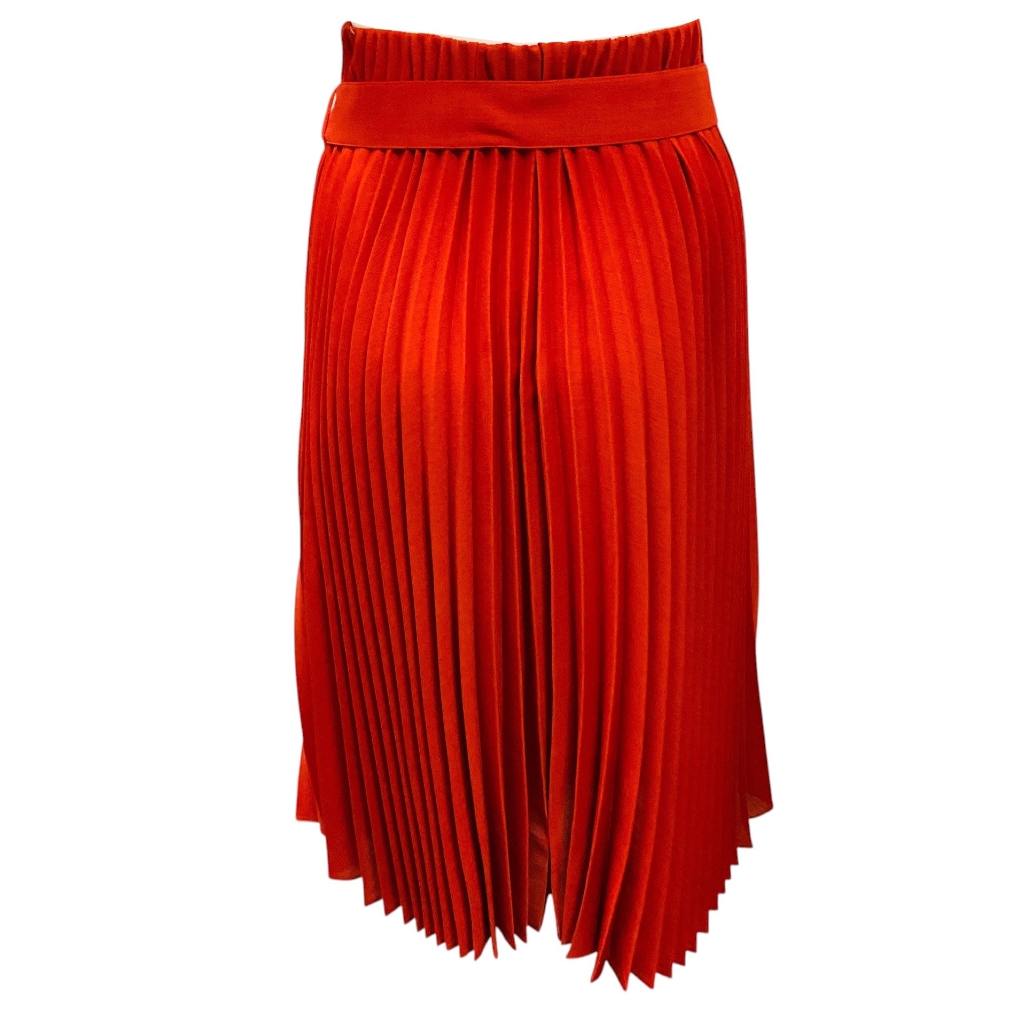 Brunello Cucinelli Terracotta Pleated Mid Length Skirt with Belt