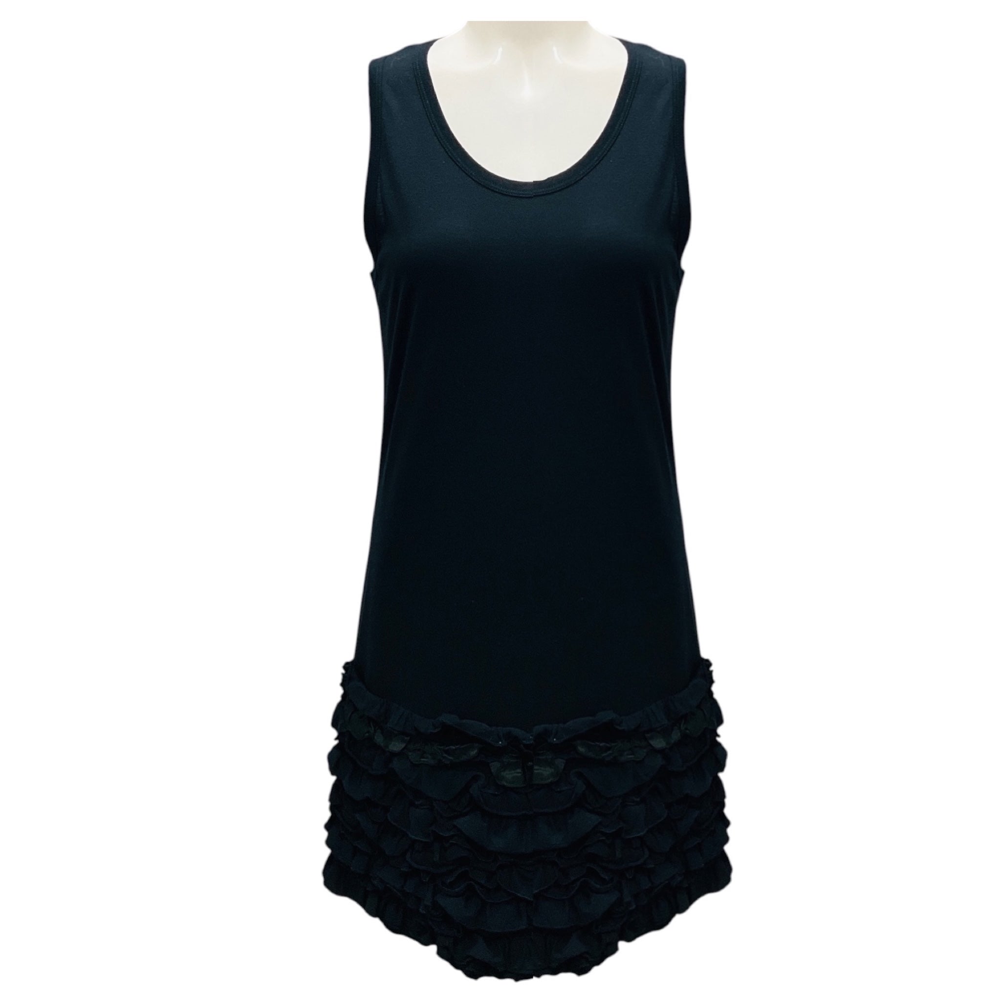 Stella McCartney Black Ruffled Hem Sleeveless Jersey Dress