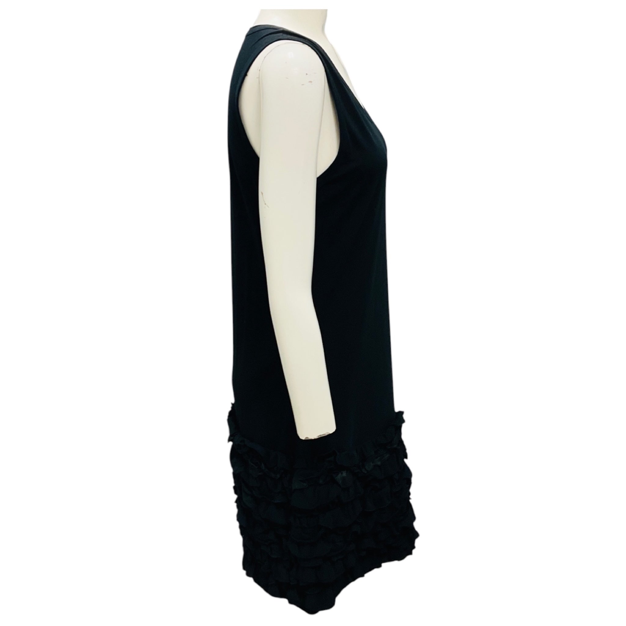 Stella McCartney Black Ruffled Hem Sleeveless Jersey Dress