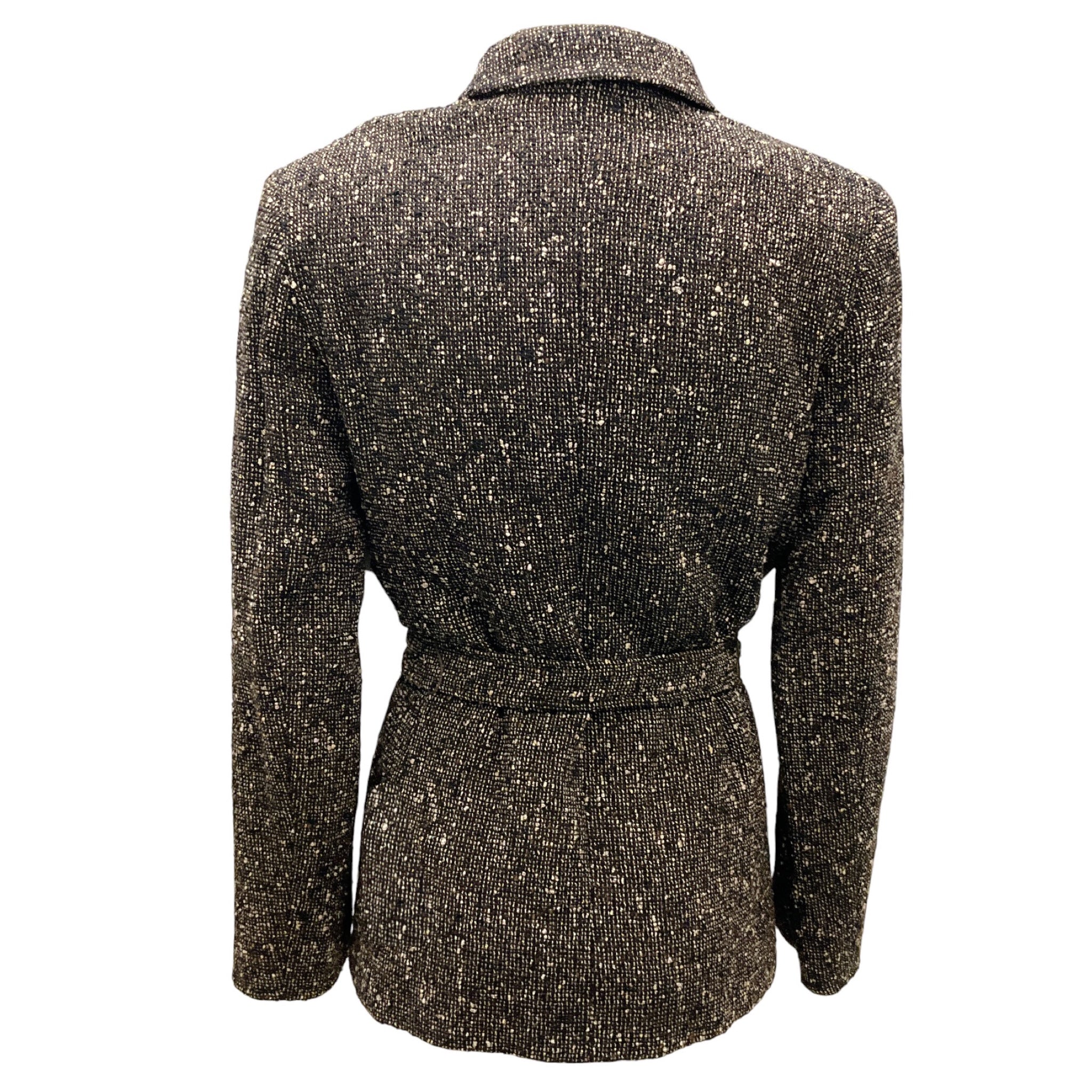 Max Mara Brown / Ivory Wool Tweed Jacket with Belt