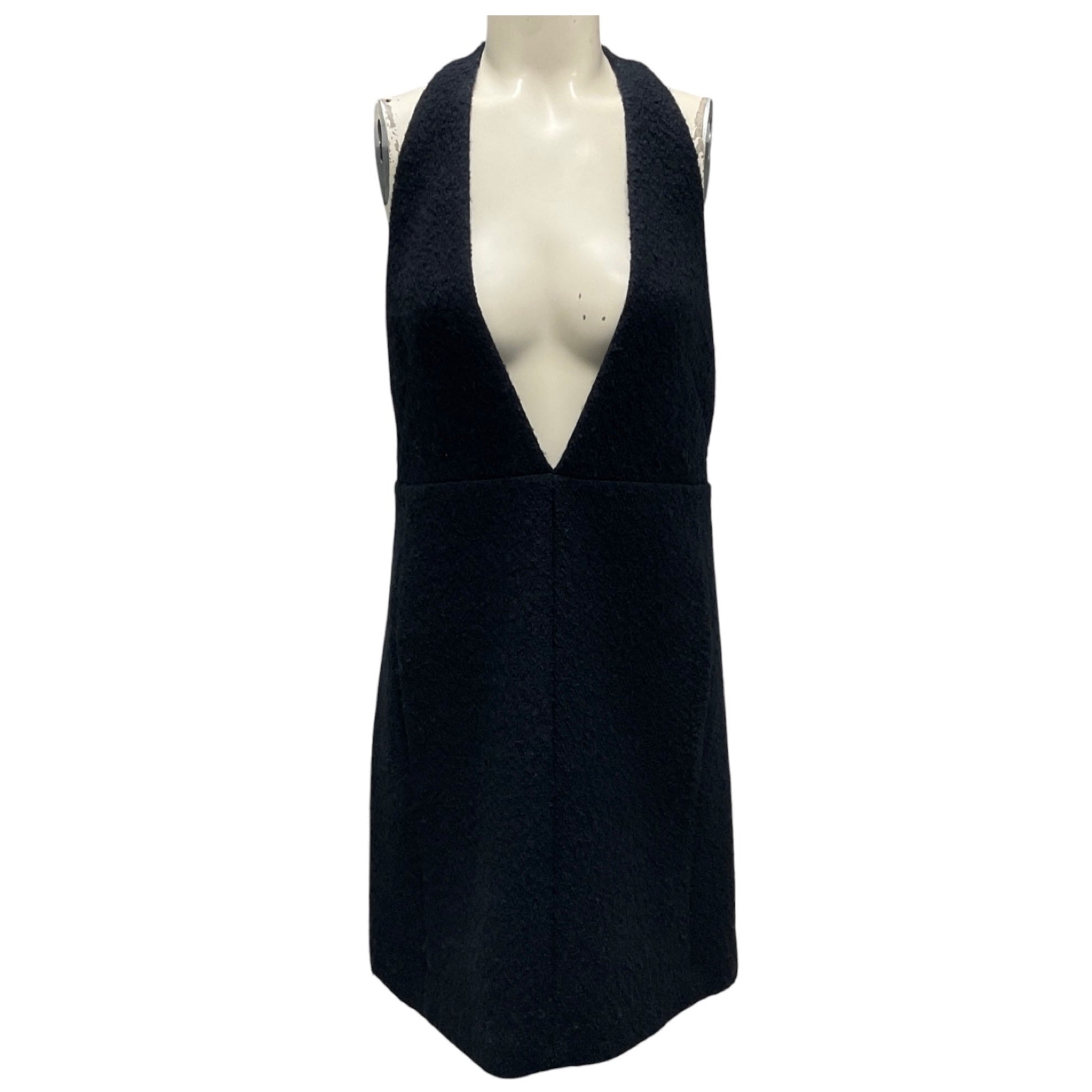 Chloe Iconic Navy Sleeveless Boucle Wool Dress