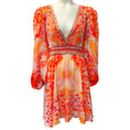 Load image into Gallery viewer, Camilla Orange / White Silk Dragon Mother Blouson Flared Dress

