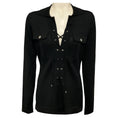 Load image into Gallery viewer, Barbara Bui Black Merino Wool Knit Safari Sweater
