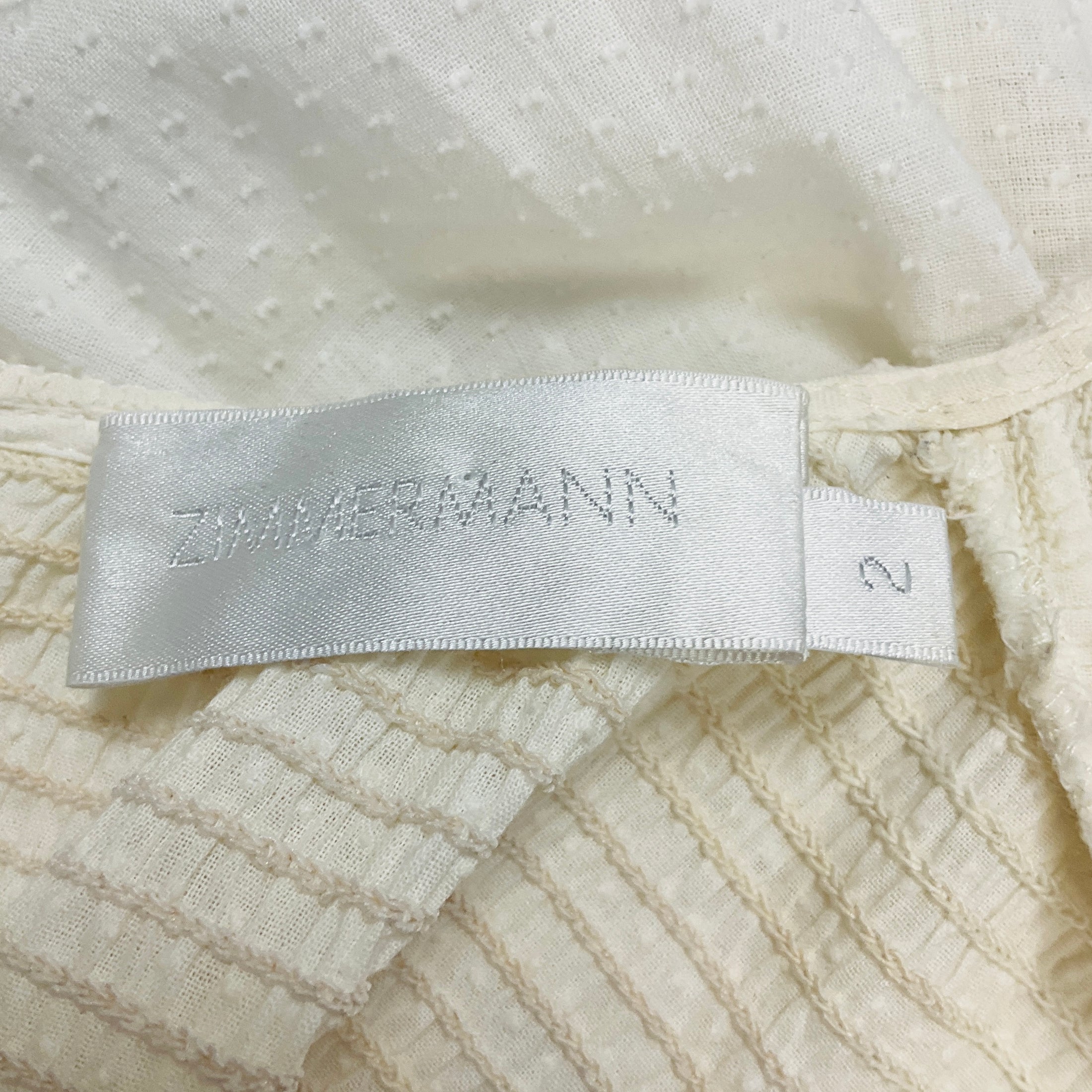 Zimmermann White Puckered Cotton Pique Lace Midi Dress