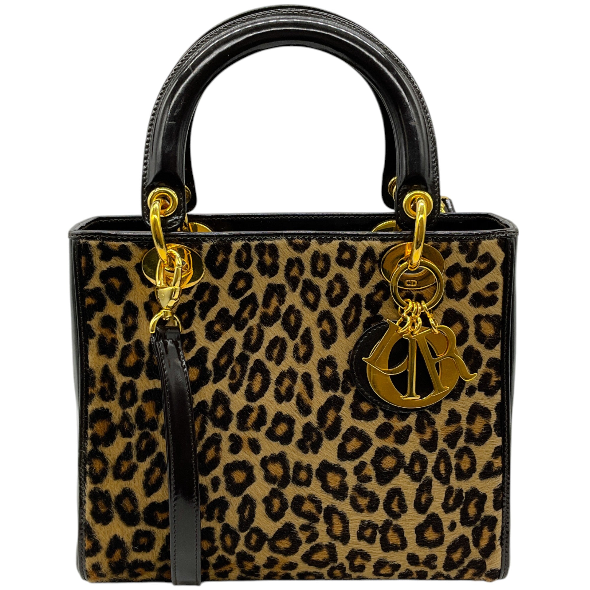 Christian Dior Brown Leopard Pony Lady Bag
