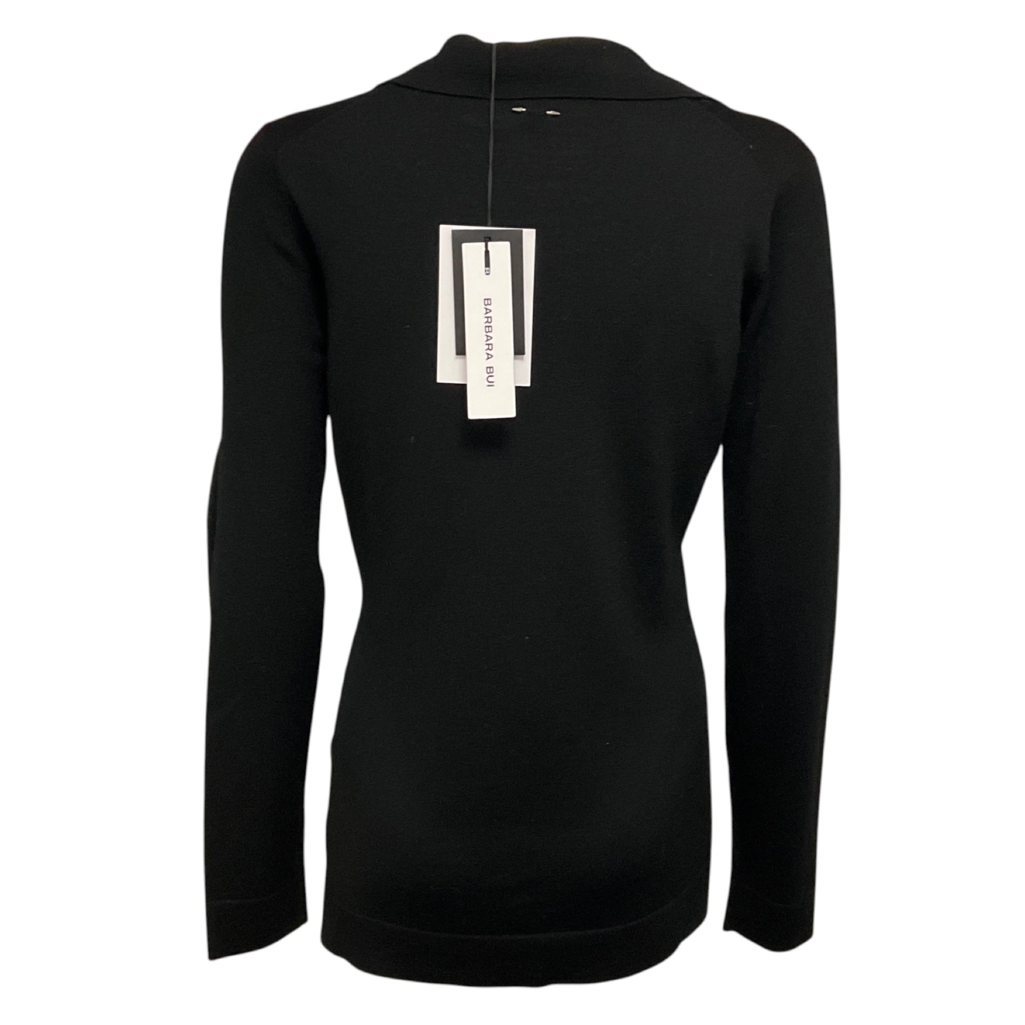 Barbara Bui Black Merino Wool Knit Safari Sweater