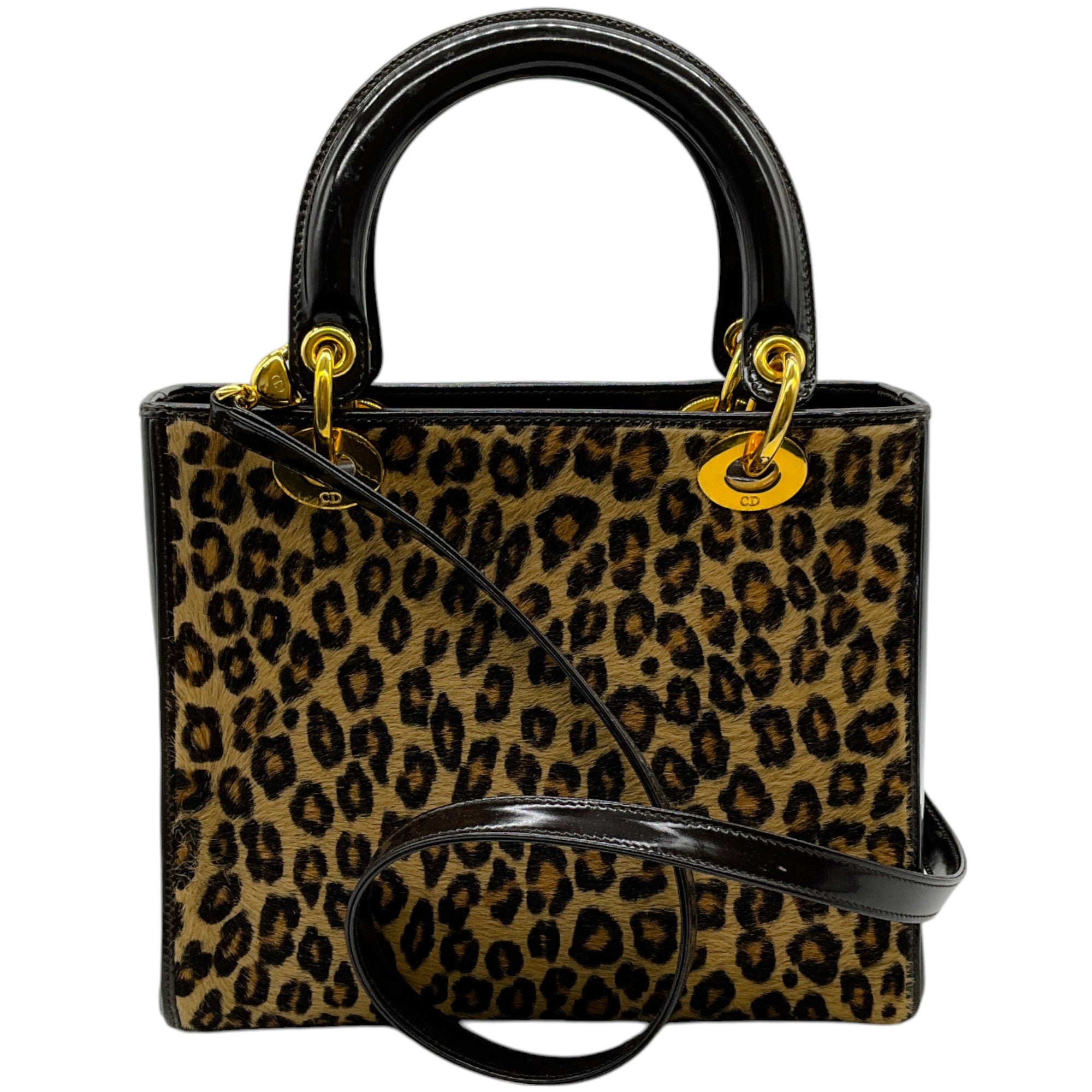 Christian Dior Brown Leopard Pony Lady Bag