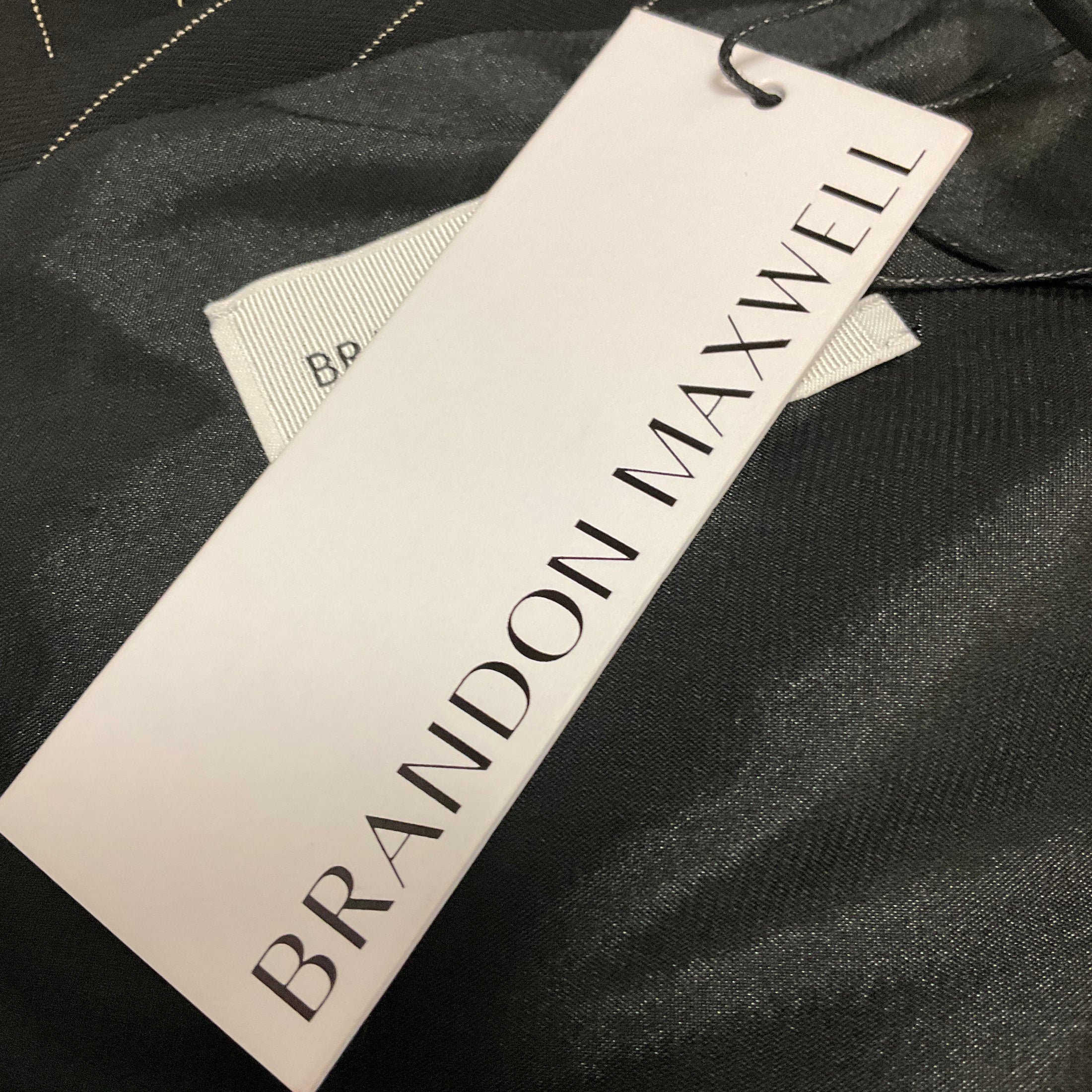 Brandon Maxwell Black / White Pinstripe Lowery Asymmetric Dress