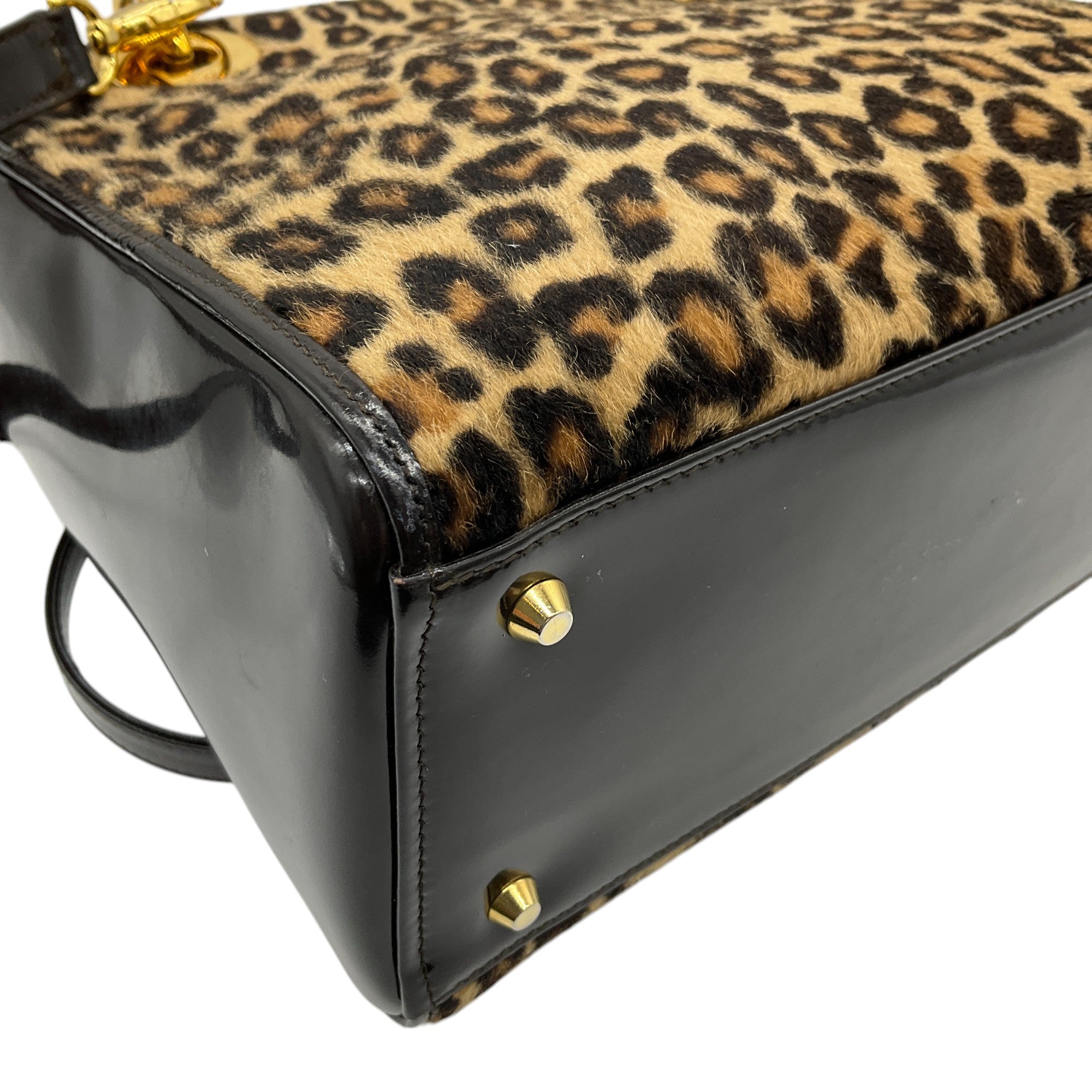 Christian Dior Brown Leopard Pony Lady Bag