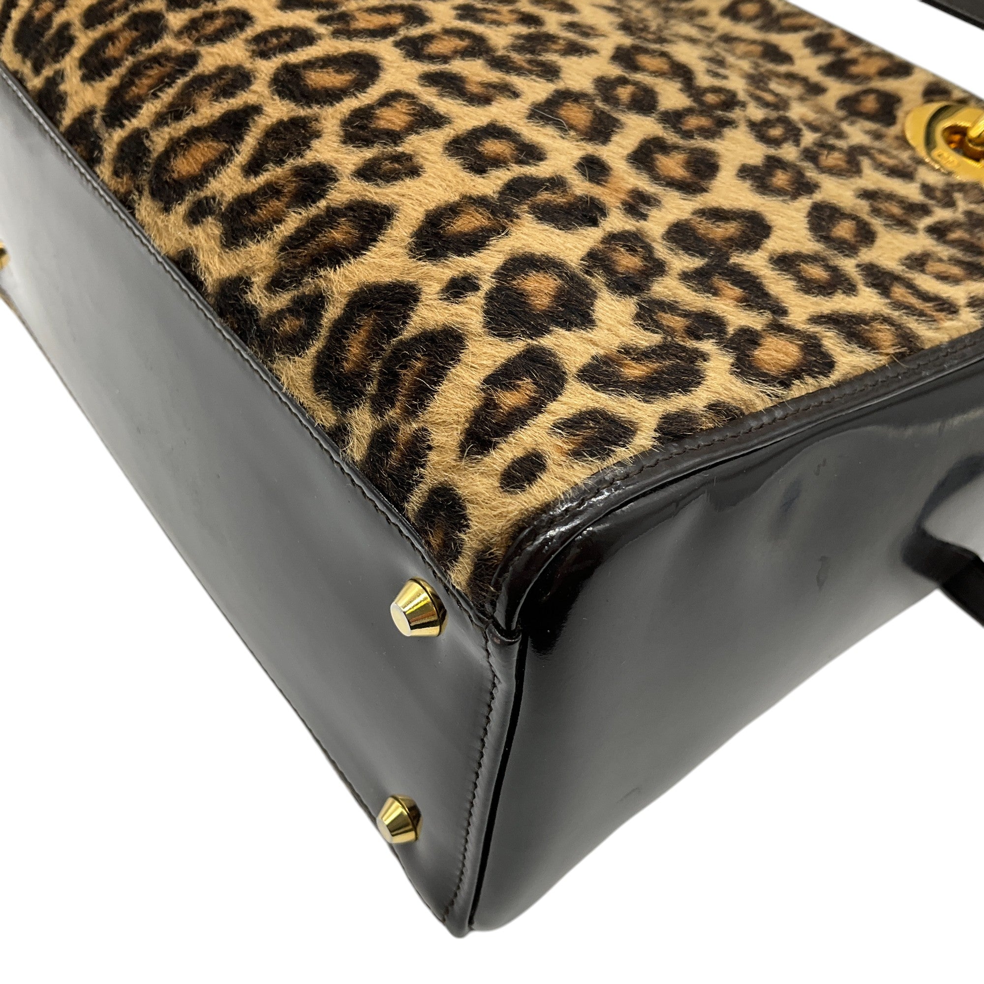 Christian Dior Brown Leopard Pony Lady Bag