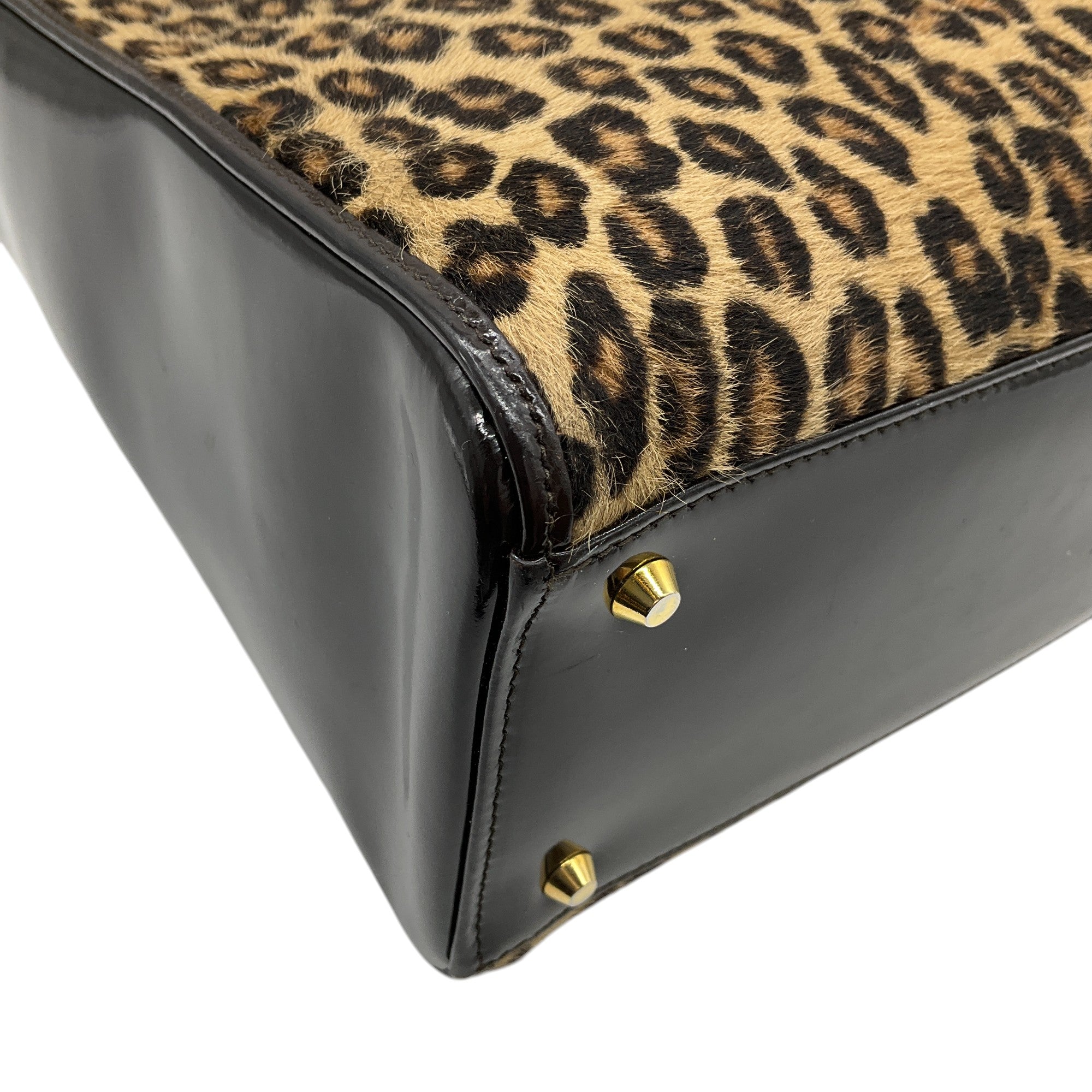 Christian Dior Brown Leopard Pony Lady Bag