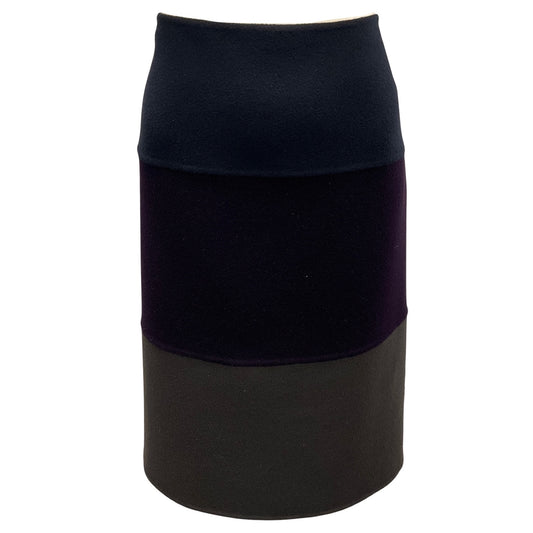 Loro Piana Navy / Purple / Grey Colorblock Cashmere Skirt