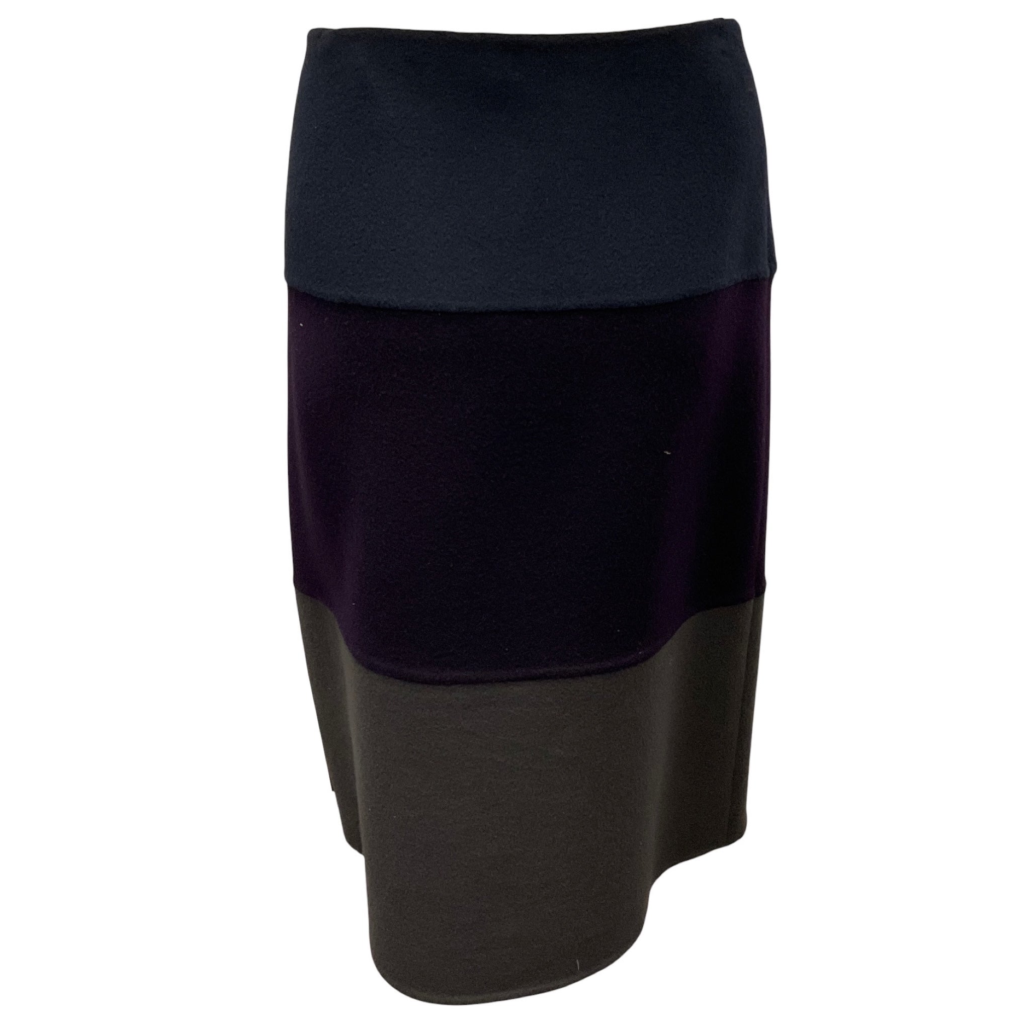 Loro Piana Navy / Purple / Grey Colorblock Cashmere Skirt