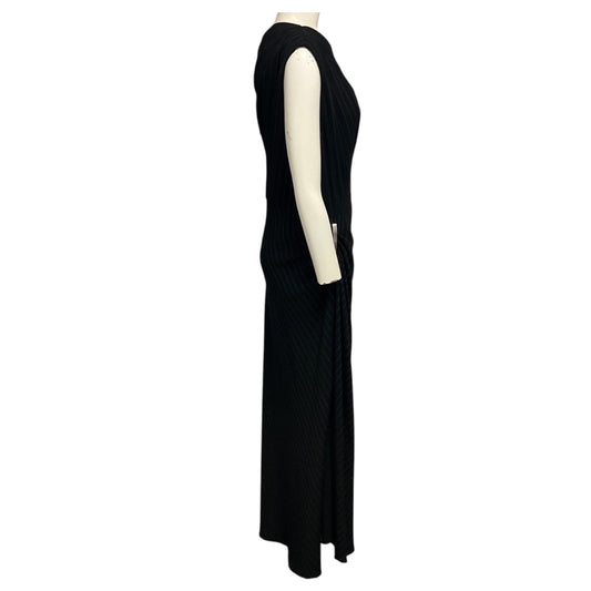 Brandon Maxwell Black / White Pinstripe Lowery Asymmetric Dress