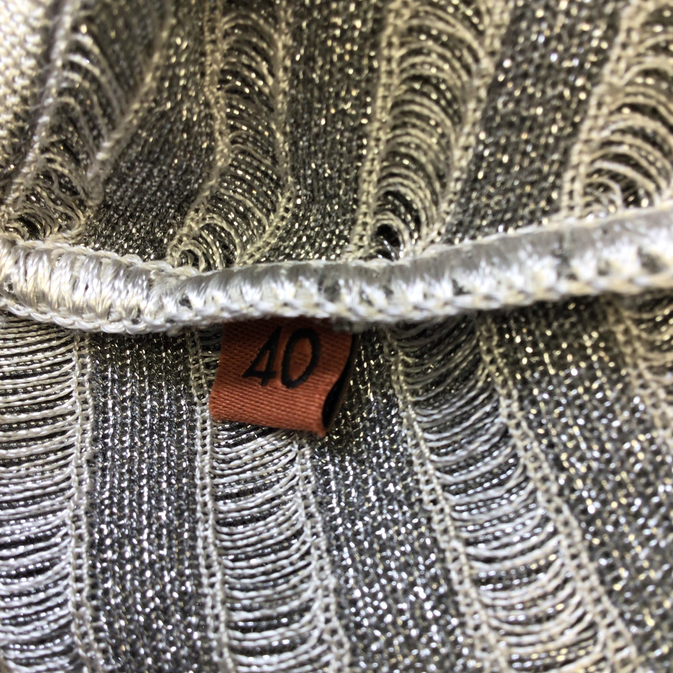 Missoni Silver Metallic Long Sleeved Open Front Knit Long Cardigan Sweater