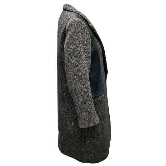 Sandro Black / White Tweed and Leather Trench Coat