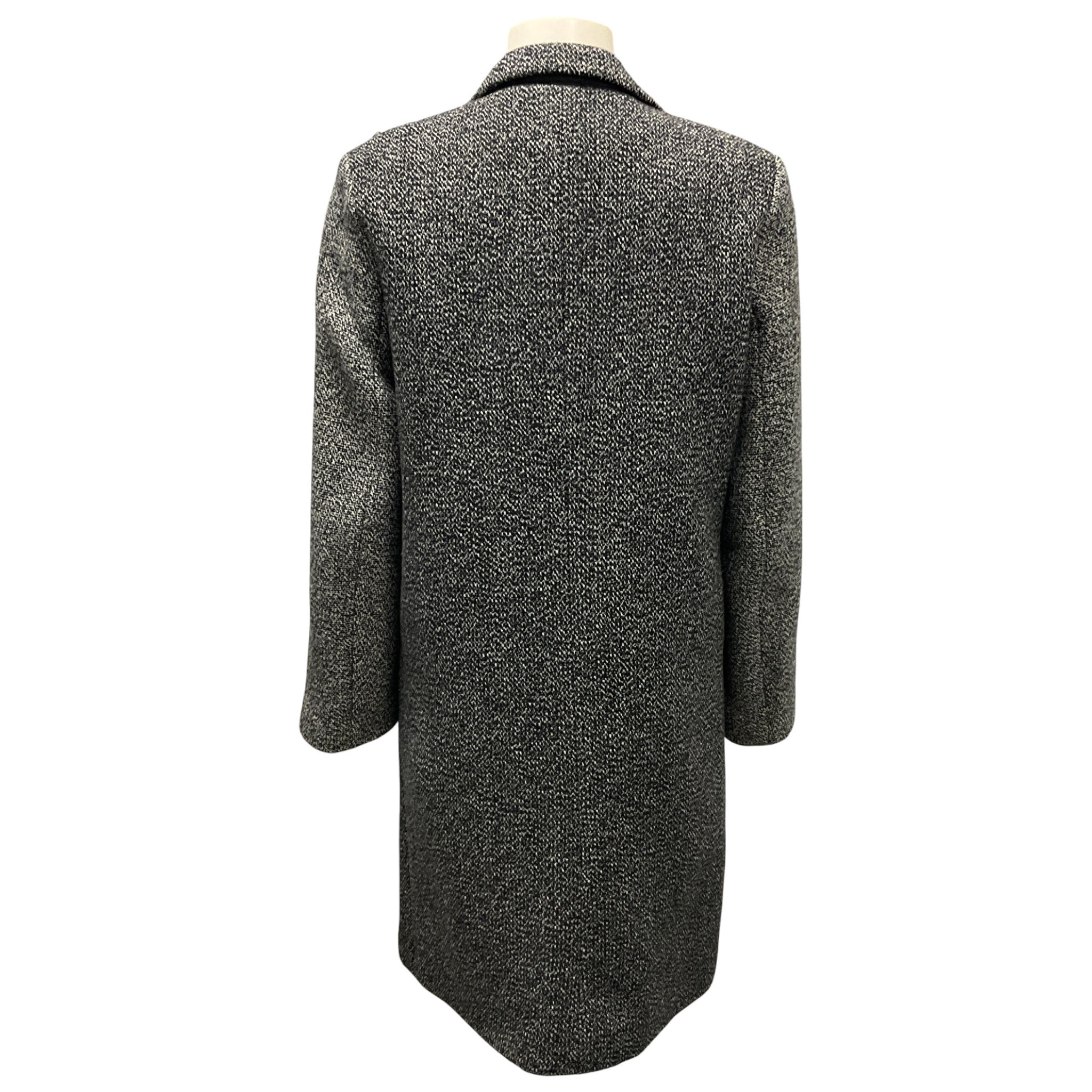 Sandro Black / White Tweed and Leather Trench Coat