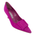 Load image into Gallery viewer, Manolo Blahnik Purple Buckle Detail Pointed Toe Suede Pumps
