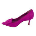 Load image into Gallery viewer, Manolo Blahnik Purple Buckle Detail Pointed Toe Suede Pumps
