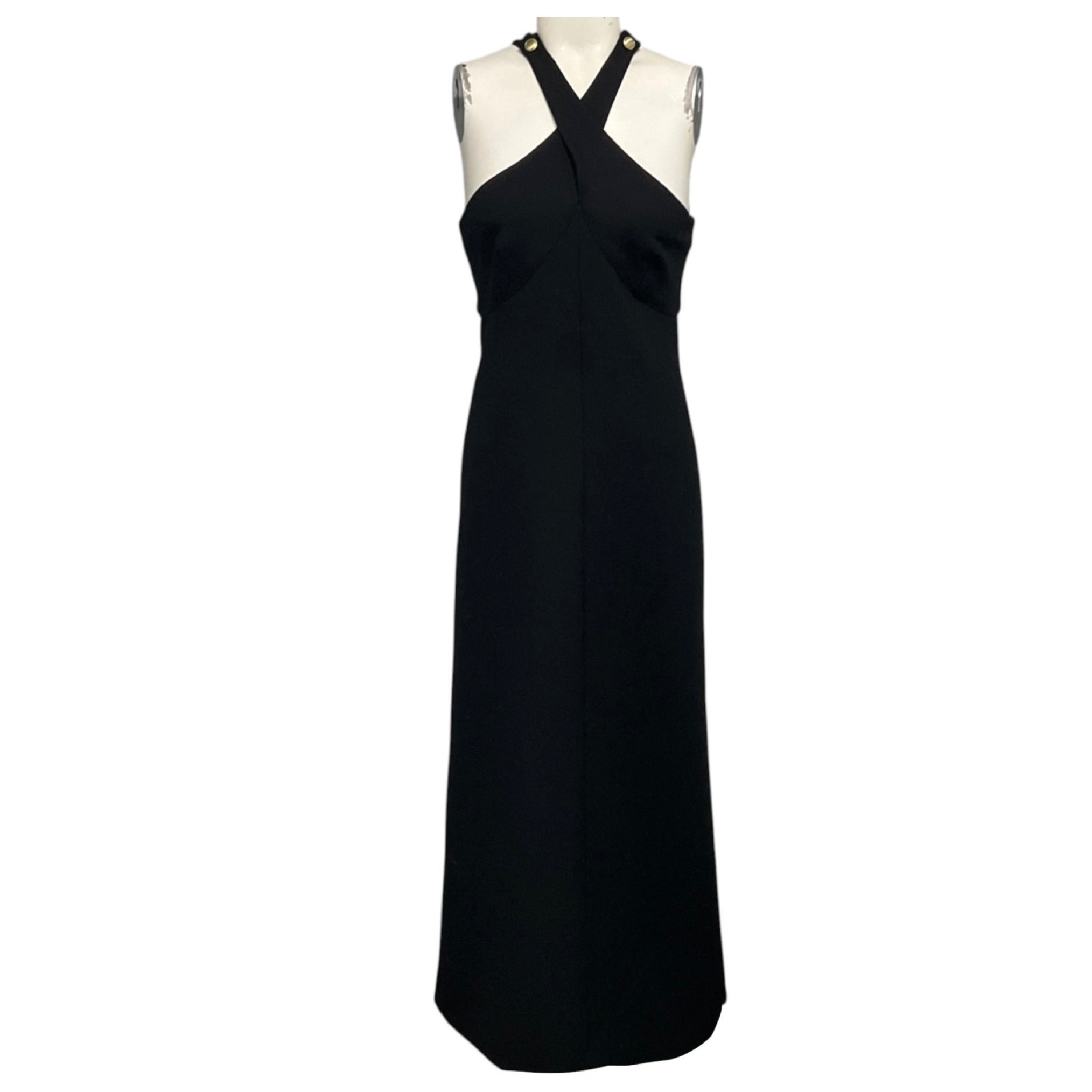 Rosetta Getty Black Cross Neck Sleeveless Midi Dress