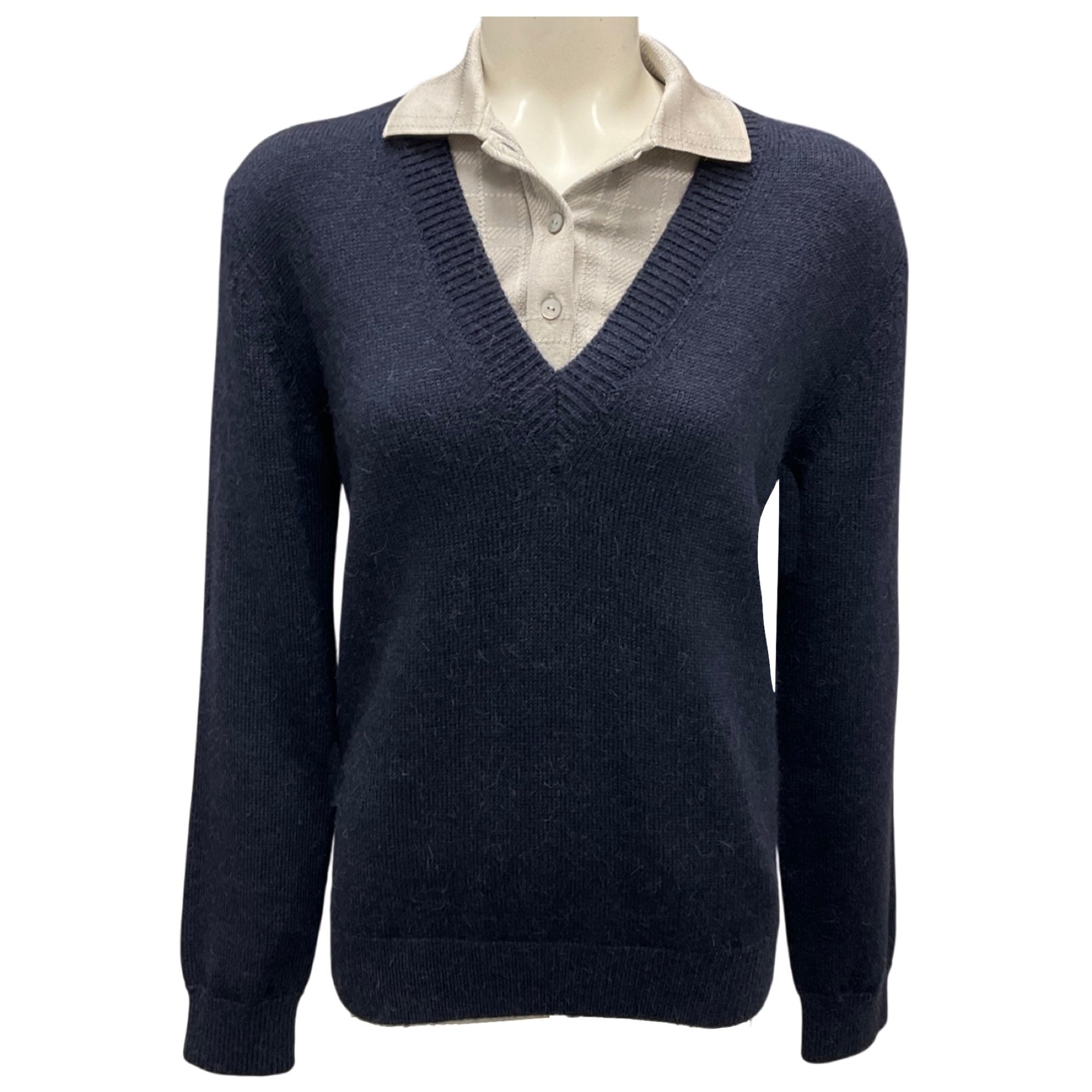 Loewe Navy / Grey Trompe L'Oeil Sweater