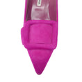 Load image into Gallery viewer, Manolo Blahnik Purple Buckle Detail Pointed Toe Suede Pumps
