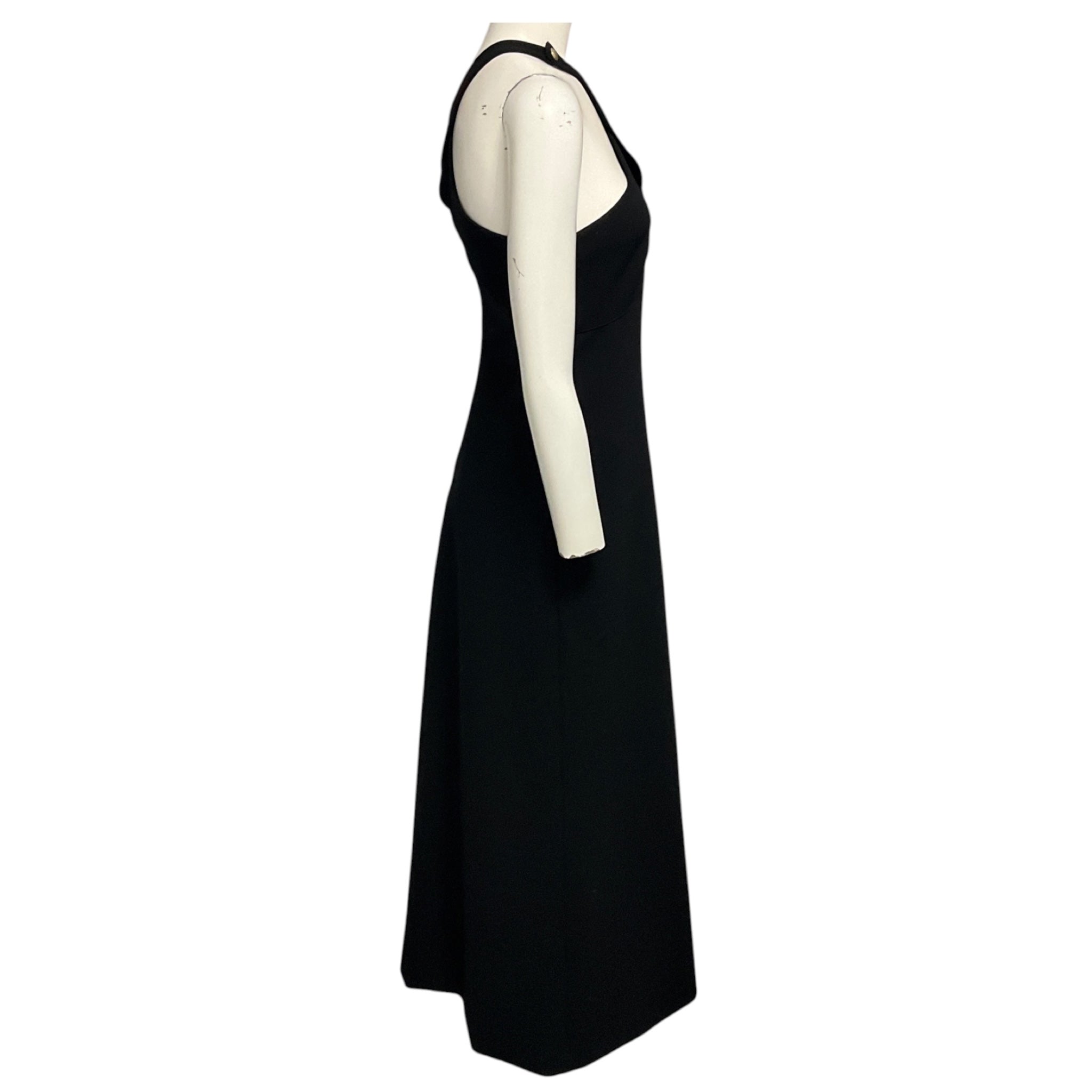 Rosetta Getty Black Cross Neck Sleeveless Midi Dress