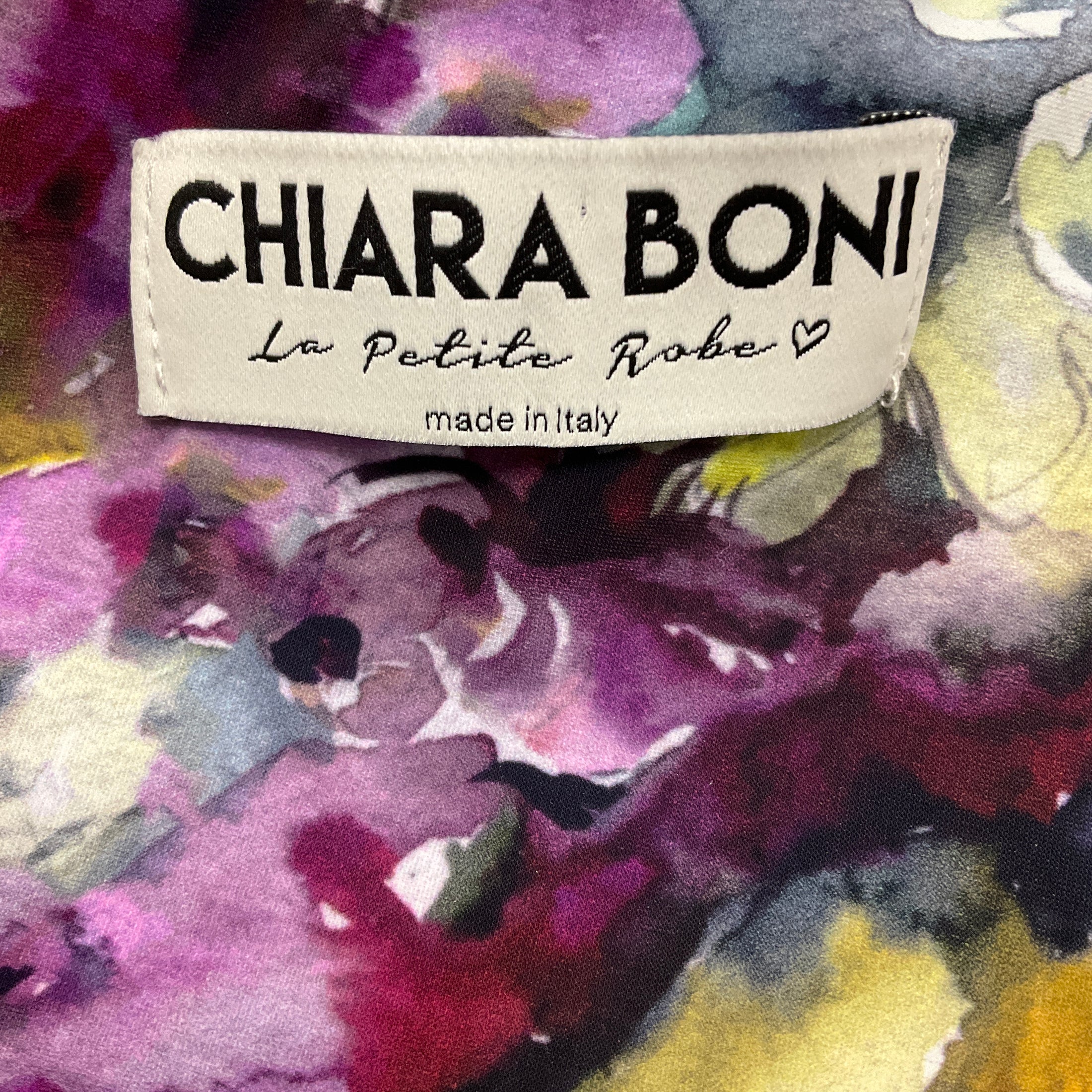 Chiara Boni La Petite Robe Purple Multi Printed One Shoulder Nylon Stretch Cocktail Dress