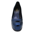 Load image into Gallery viewer, Yves Saint Laurent Blue Metallic Leather Tribtoo 80 Platform Pump
