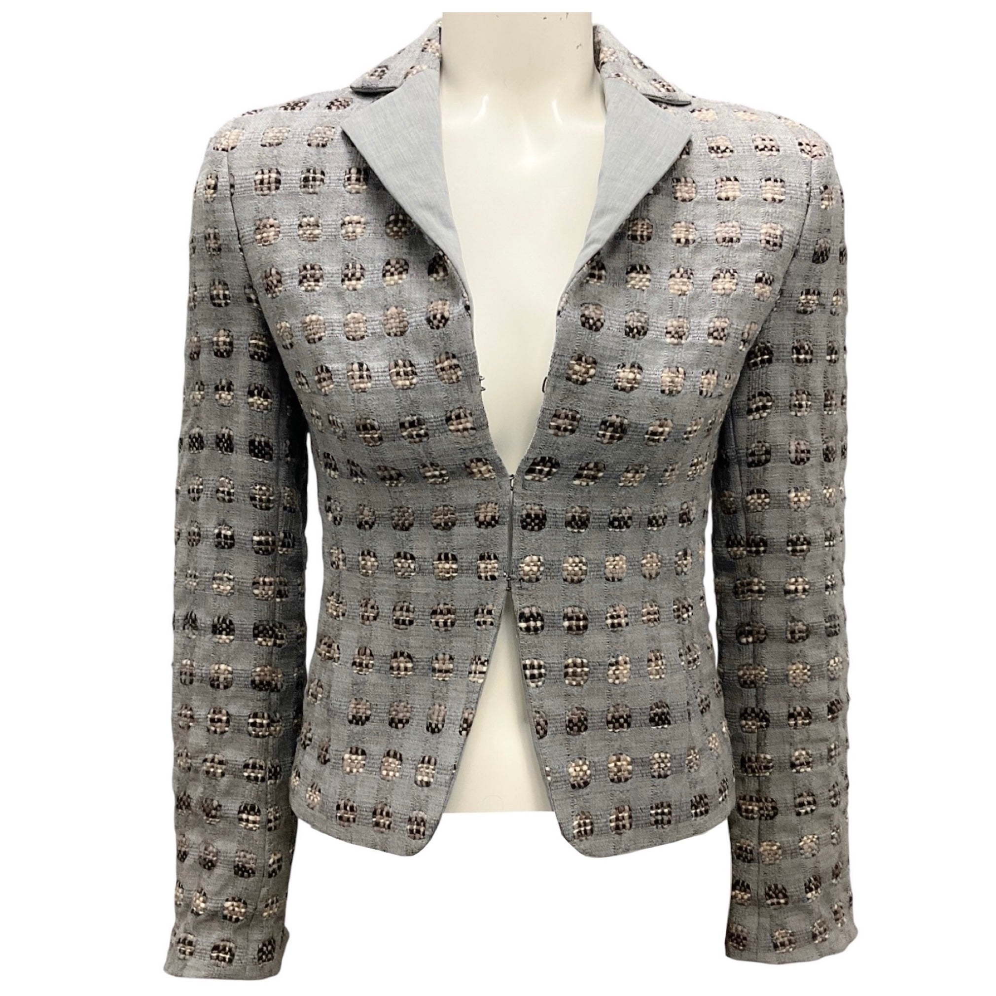 Akris Punto Light Grey Woven Wool Jacket