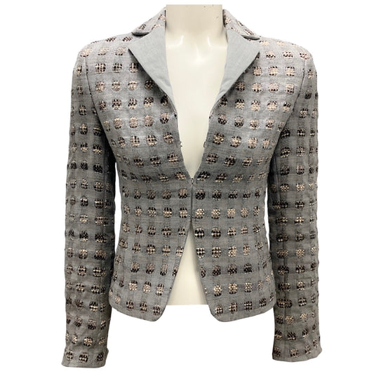 Akris Punto Light Grey Woven Wool Jacket