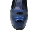 Load image into Gallery viewer, Yves Saint Laurent Blue Metallic Leather Tribtoo 80 Platform Pump
