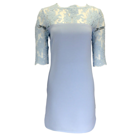 Olivine Gabbro Light Blue Lace and Crepe Dress