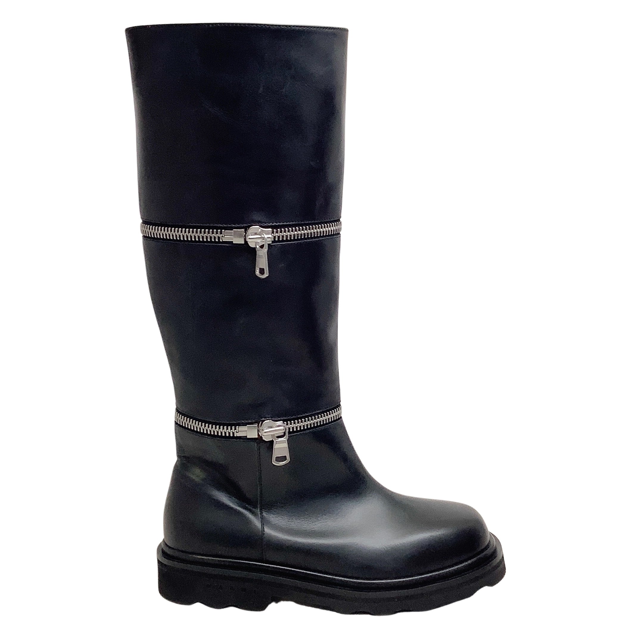 Marni Black Leather Zippered Detachable Boots
