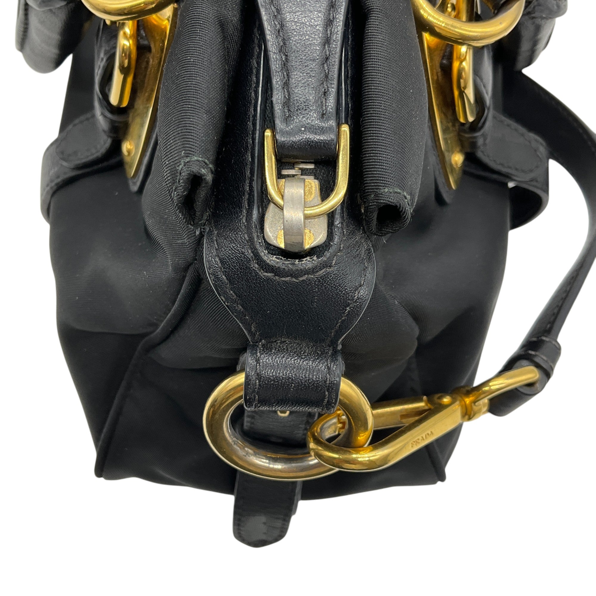 Prada Black Belted Tessuto Two Way Bag