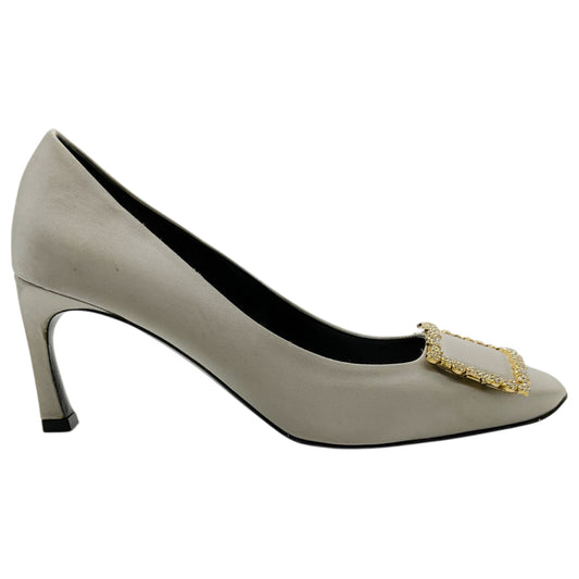 Roger Vivier Silver Satin Stella Trompette Pumps