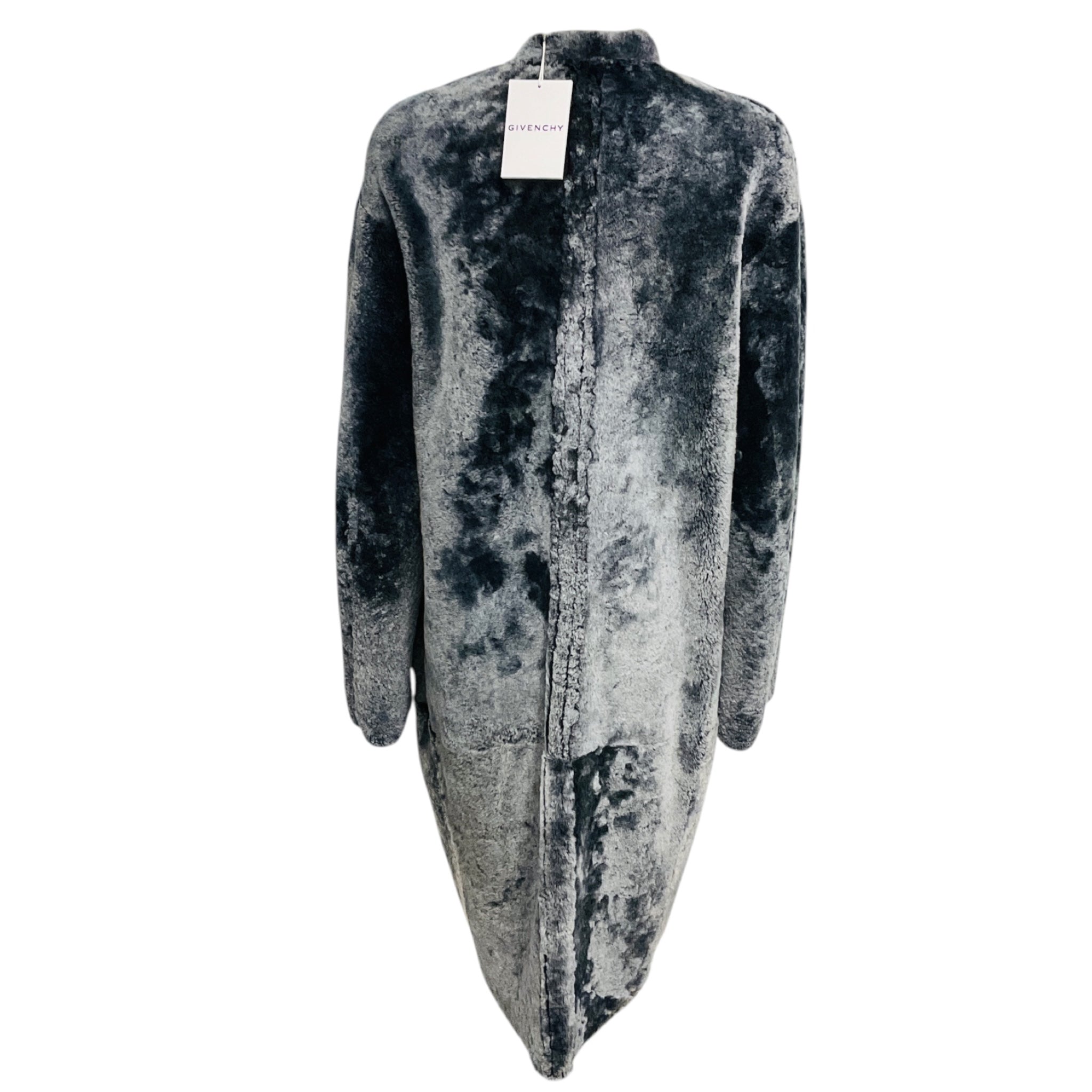 Givenchy Grey Lamb Shearling Mid-Length Coat